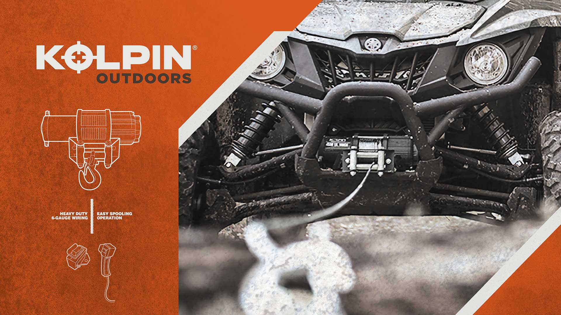 Kolpin Outdoors Brand 2500-pound winch packaging design